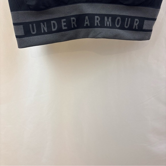 Under Armour Sports Bra Women's Sz L Black Gray Sports Wear Gym Yoga Compression - Picture 3 of 6